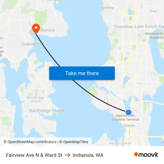 Fairview Ave N & Ward St to Indianola, WA map