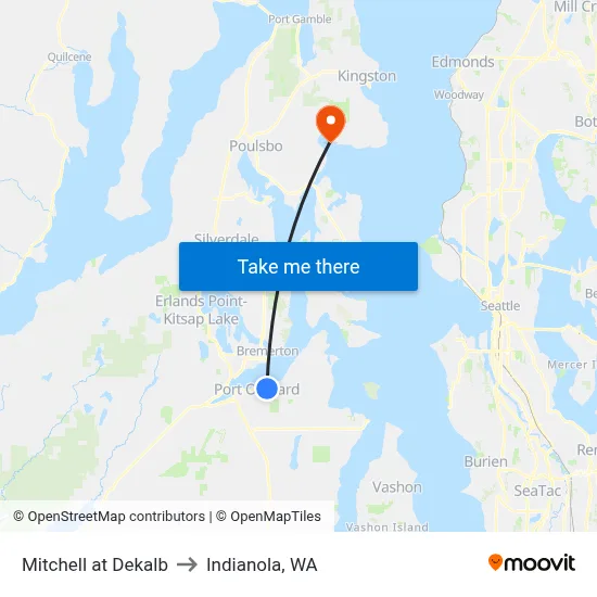Mitchell at Dekalb to Indianola, WA map