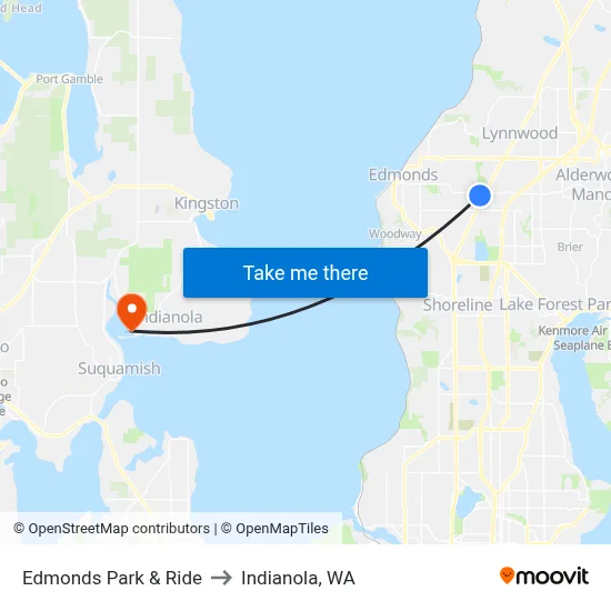 Edmonds Park & Ride to Indianola, WA map