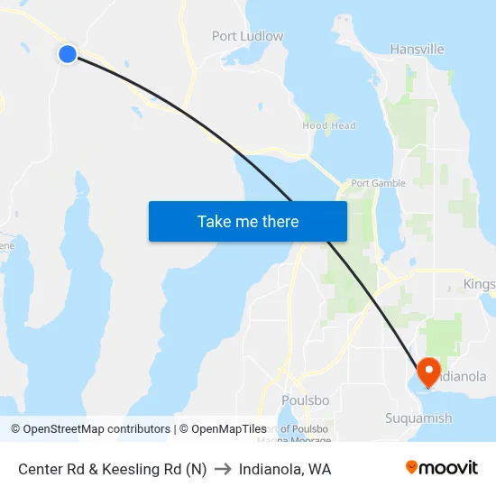 Center Rd & Keesling Rd (N) to Indianola, WA map