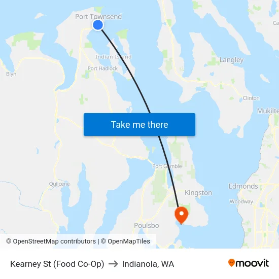 Kearney St (Food Co-Op) to Indianola, WA map