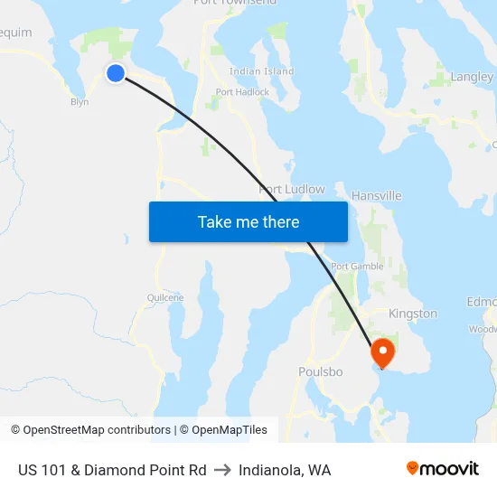US 101 & Diamond Point Rd to Indianola, WA map