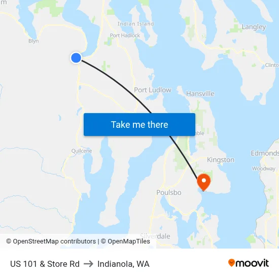 US 101 & Store Rd to Indianola, WA map