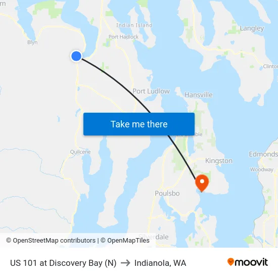 US 101 at Discovery Bay (N) to Indianola, WA map