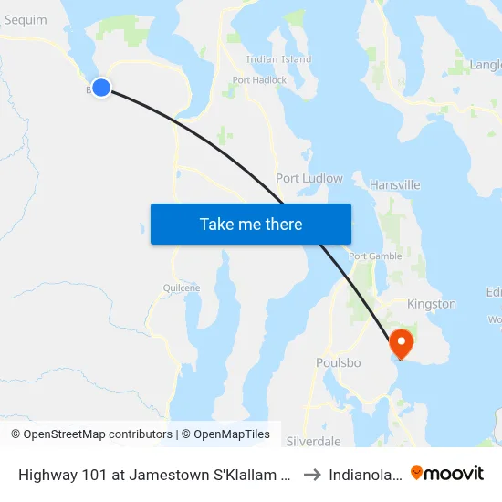 Highway 101 at Jamestown S'Klallam Tribal Center to Indianola, WA map