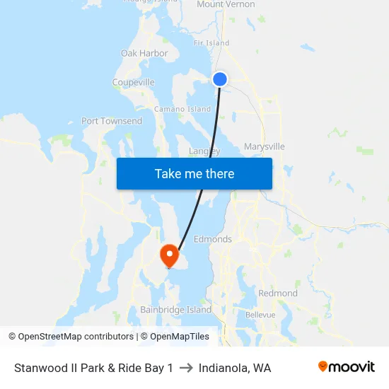 Stanwood II Park & Ride Bay 1 to Indianola, WA map