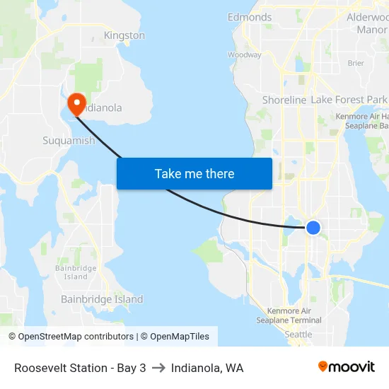 Roosevelt Station - Bay 3 to Indianola, WA map