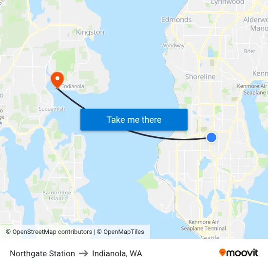 Northgate Station to Indianola, WA map