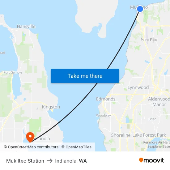Mukilteo Station to Indianola, WA map