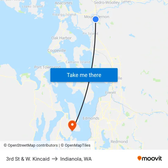 3rd St & W. Kincaid to Indianola, WA map