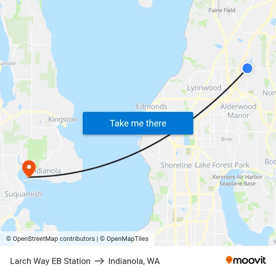 Larch Way EB Station to Indianola, WA map