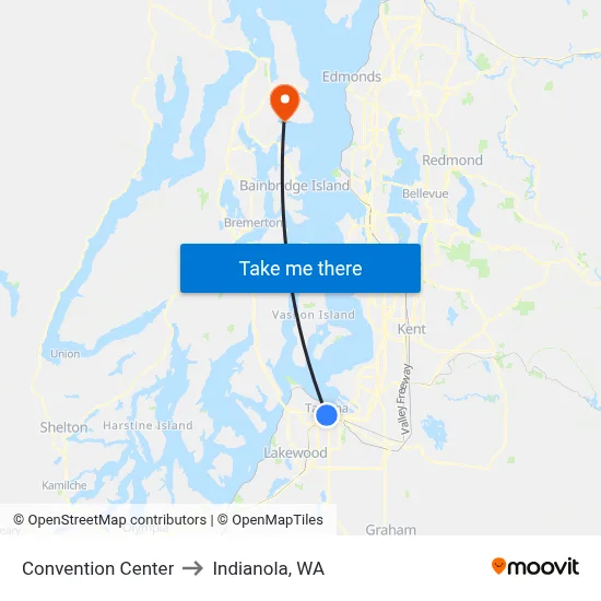 Convention Center to Indianola, WA map