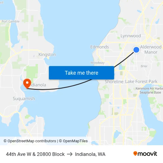 44th Ave W & 20800 Block to Indianola, WA map