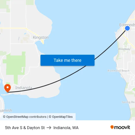 5th Ave S & Dayton St to Indianola, WA map