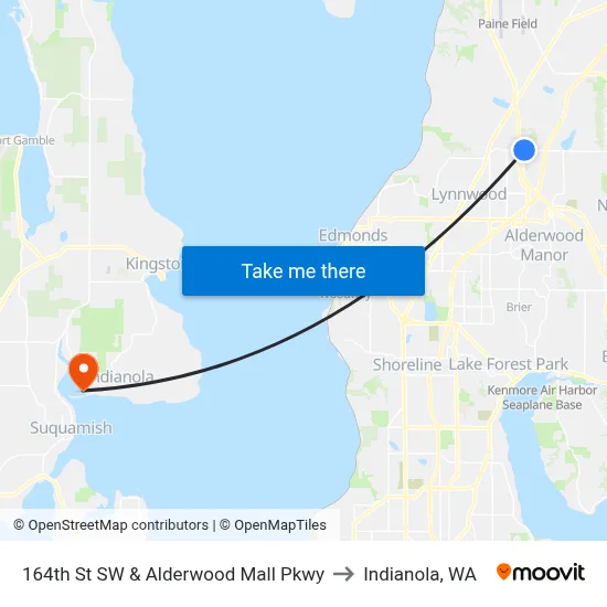 164th St SW & Alderwood Mall Pkwy to Indianola, WA map