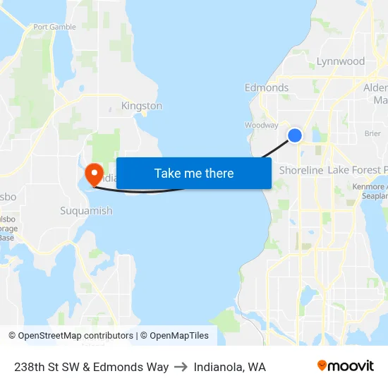 238th St SW & Edmonds Way to Indianola, WA map