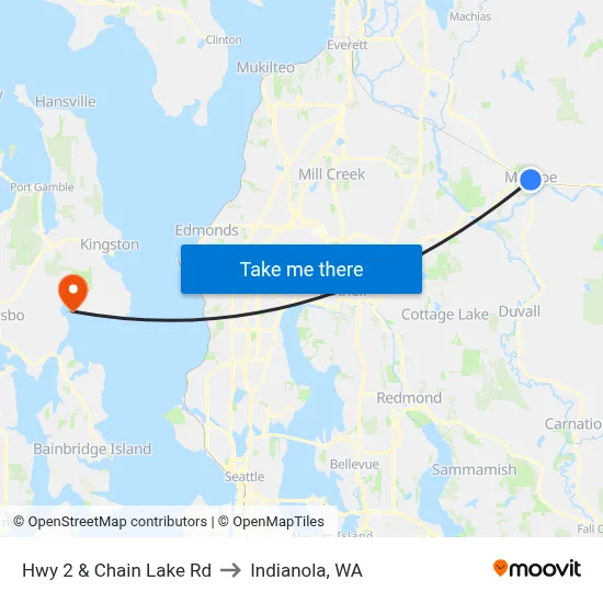 Hwy 2 & Chain Lake Rd to Indianola, WA map