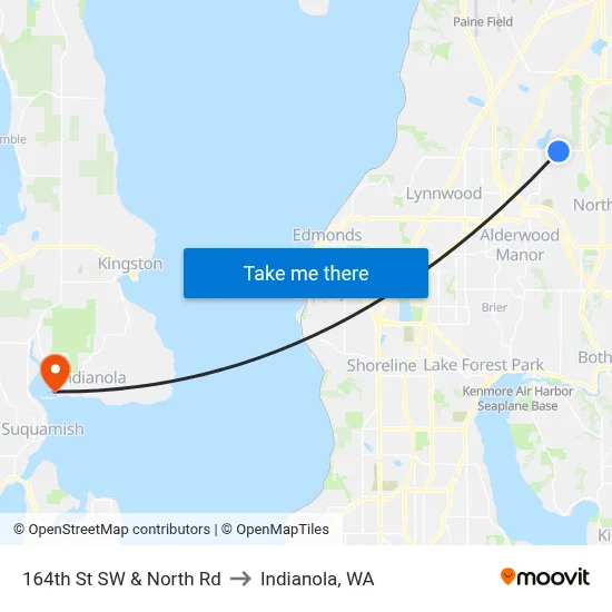 164th St SW & North Rd to Indianola, WA map
