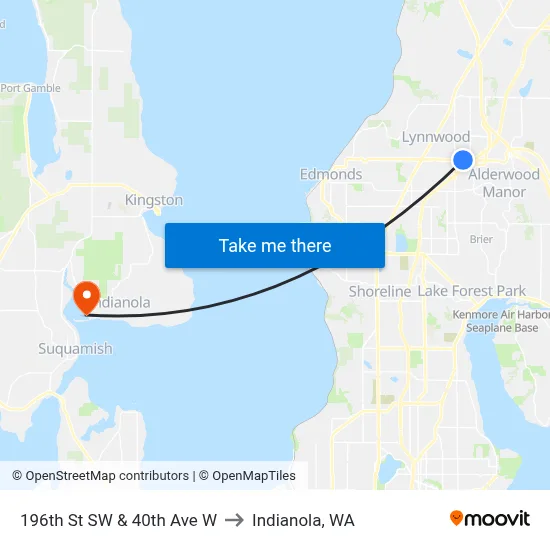 196th St SW & 40th Ave W to Indianola, WA map