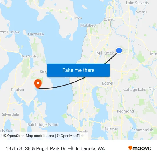 137th St SE & Puget Park Dr to Indianola, WA map