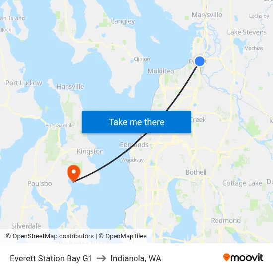 Everett Station Bay G1 to Indianola, WA map