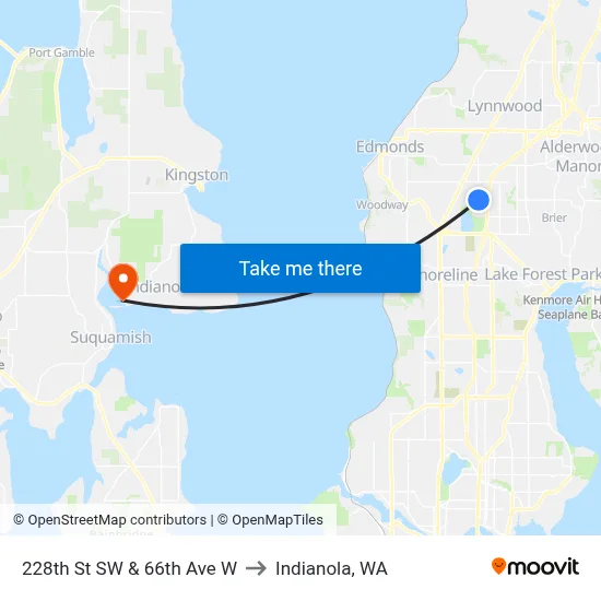 228th St SW & 66th Ave W to Indianola, WA map