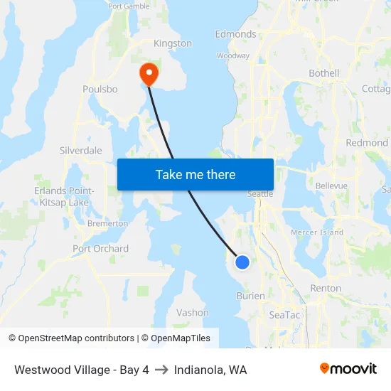Westwood Village - Bay 4 to Indianola, WA map