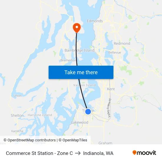 Commerce St Station - Zone C to Indianola, WA map