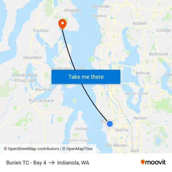 Burien TC - Bay 4 to Indianola, WA map