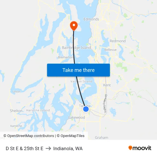 D St E & 25th St E to Indianola, WA map