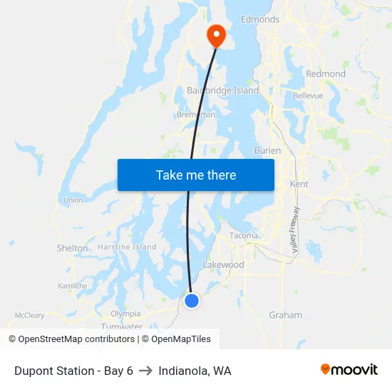 Dupont Station - Bay 6 to Indianola, WA map