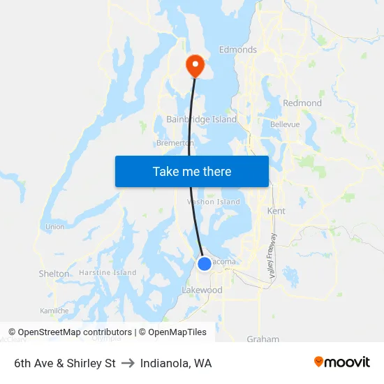 6th Ave & Shirley St to Indianola, WA map