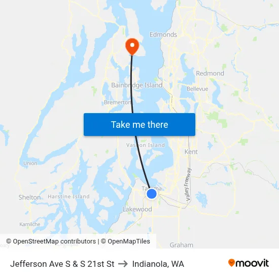 Jefferson Ave S & S 21st St to Indianola, WA map