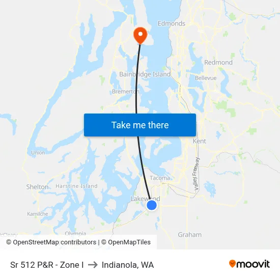 Sr 512 P&R - Zone I to Indianola, WA map