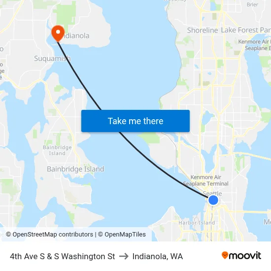 4th Ave S & S Washington St to Indianola, WA map