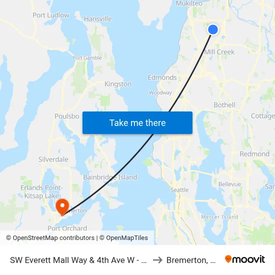 SW Everett Mall Way & 4th Ave W - WB to Bremerton, WA map