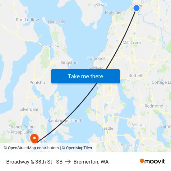 Broadway & 38th St - SB to Bremerton, WA map