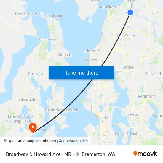Broadway & Howard Ave - NB to Bremerton, WA map
