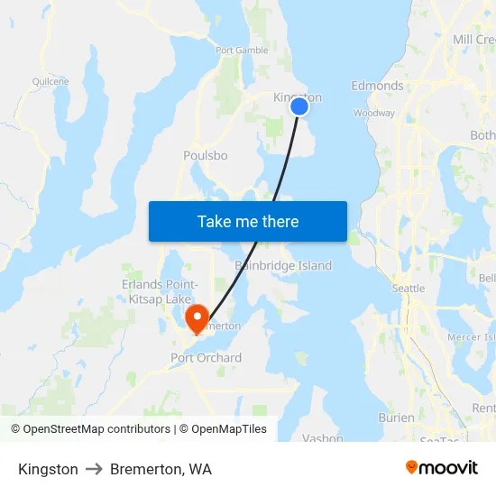 Kingston to Bremerton, WA map