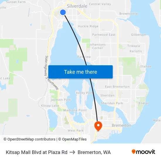 Kitsap Mall Blvd at Plaza Rd to Bremerton, WA map