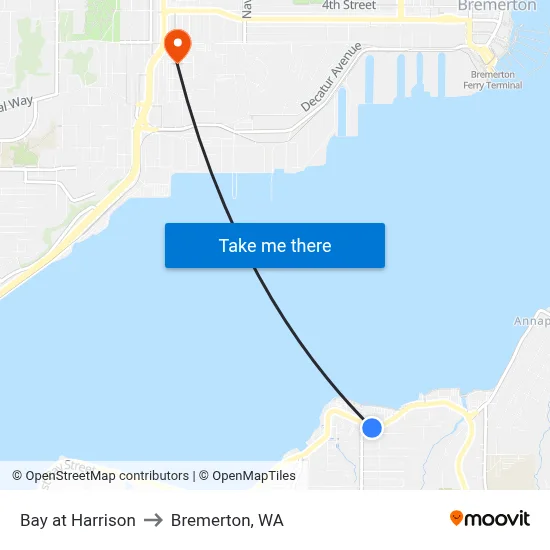 Bay at Harrison to Bremerton, WA map