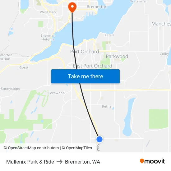 Mullenix Park & Ride to Bremerton, WA map