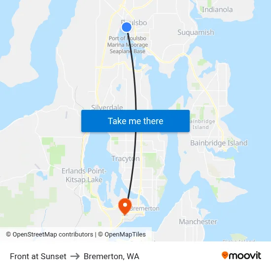Front at Sunset to Bremerton, WA map