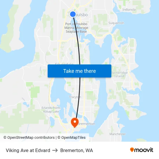 Viking Ave at Edvard to Bremerton, WA map