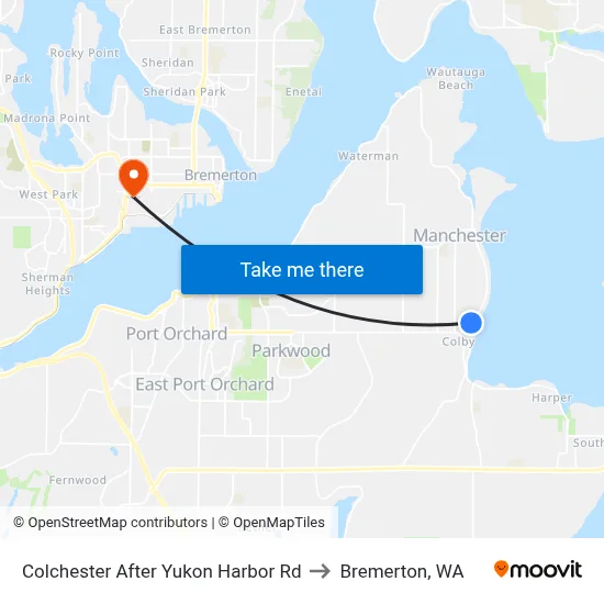 Colchester After Yukon Harbor Rd to Bremerton, WA map