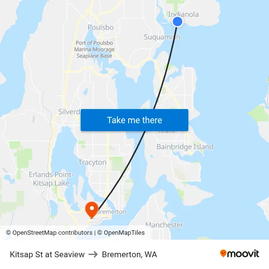 Kitsap St at Seaview Ave to Bremerton, WA map