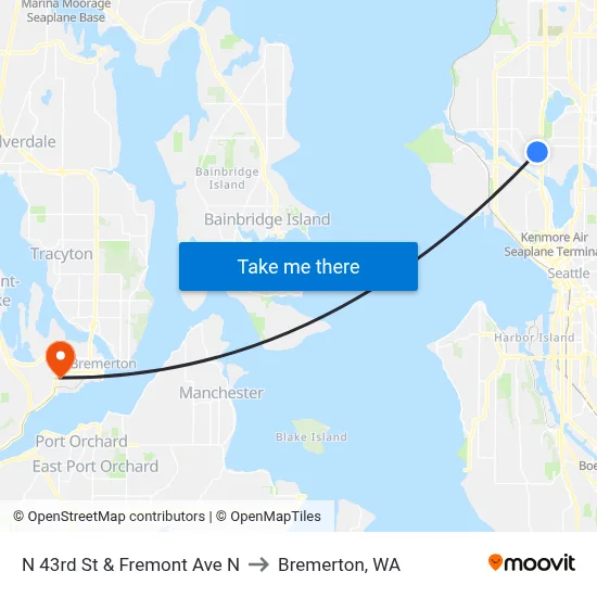 N 43rd St & Fremont Ave N to Bremerton, WA map