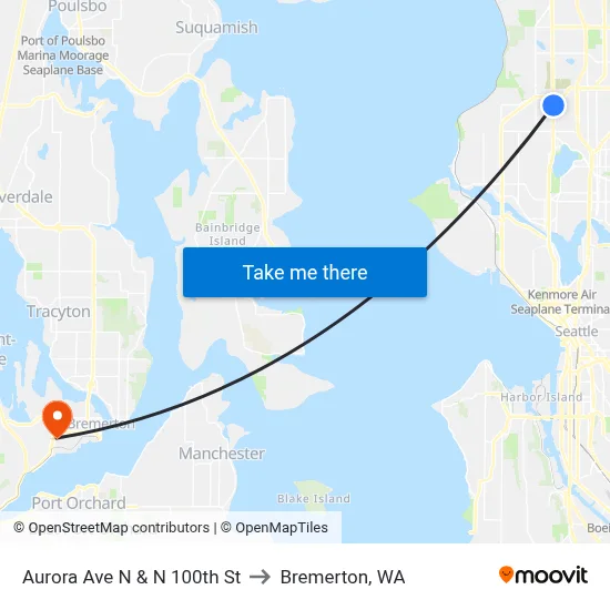 Aurora Ave N & N 100th St to Bremerton, WA map