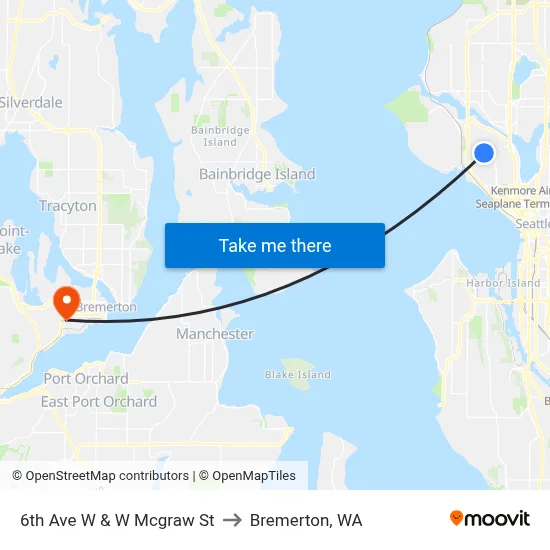 6th Ave W & W Mcgraw St to Bremerton, WA map