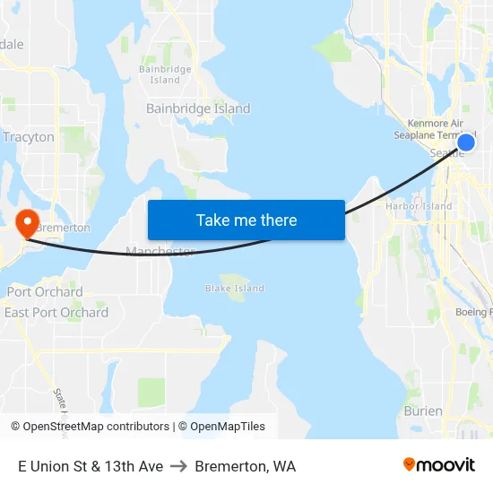 E Union St & 13th Ave to Bremerton, WA map